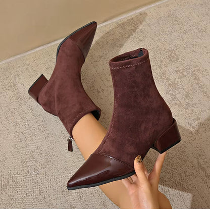 Winter Ankle Boots with Block Heel for Women