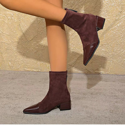 Winter Ankle Boots with Block Heel for Women