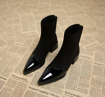 Winter Ankle Boots with Block Heel for Women