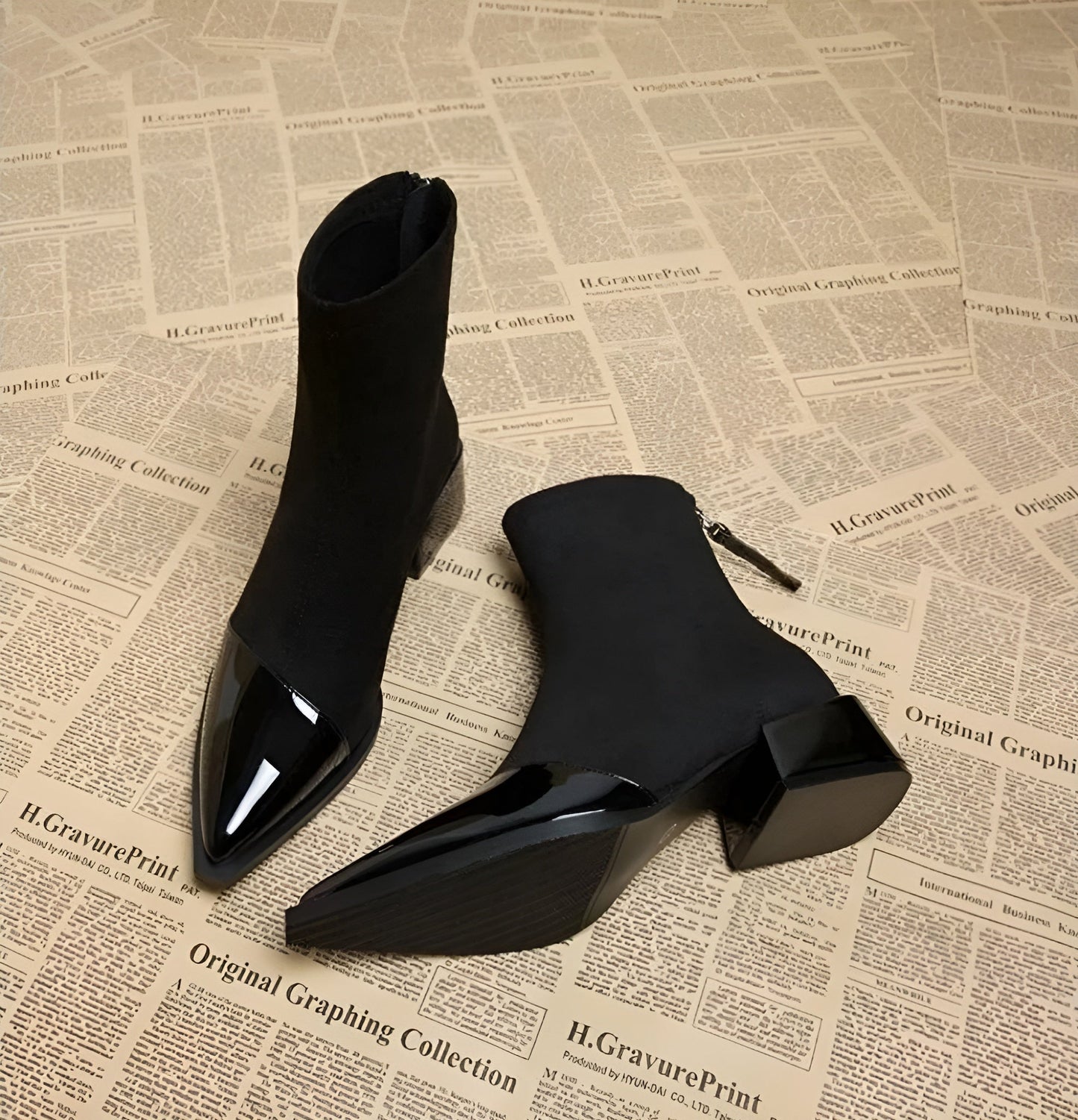 Winter Ankle Boots with Block Heel for Women
