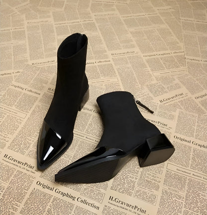 Winter Ankle Boots with Block Heel for Women