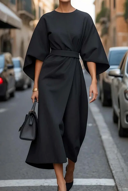Kimono Sleeve Belted Midi Dress for Women