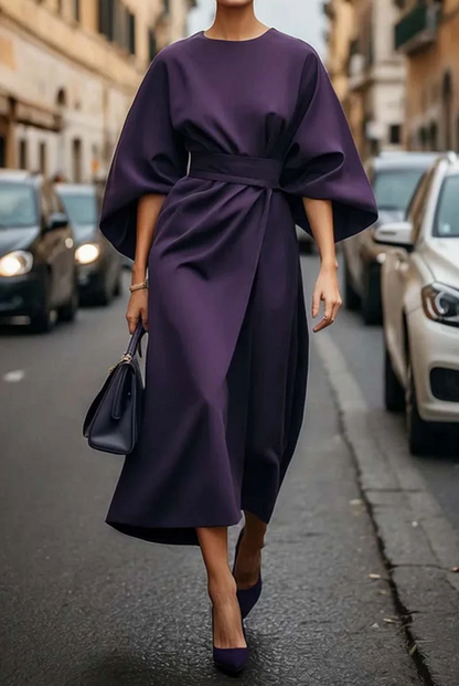 Kimono Sleeve Belted Midi Dress for Women
