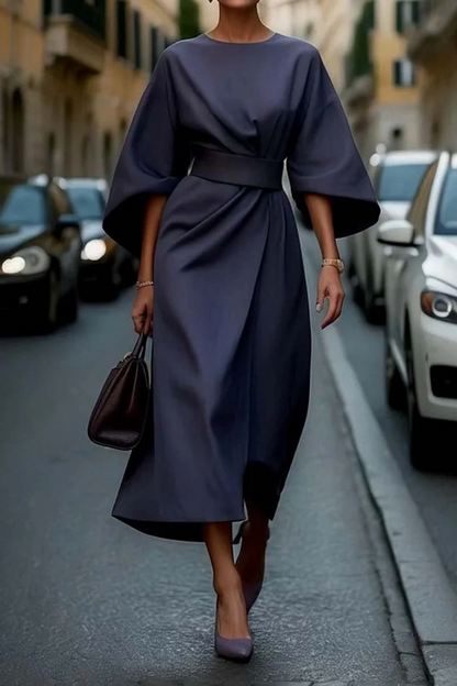 Kimono Sleeve Belted Midi Dress for Women