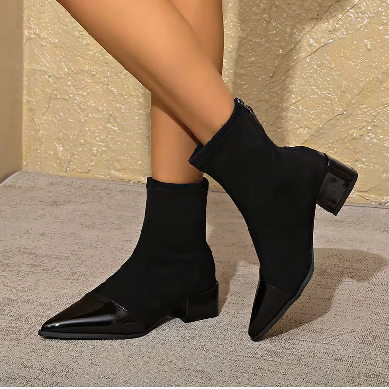 Winter Ankle Boots with Block Heel for Women