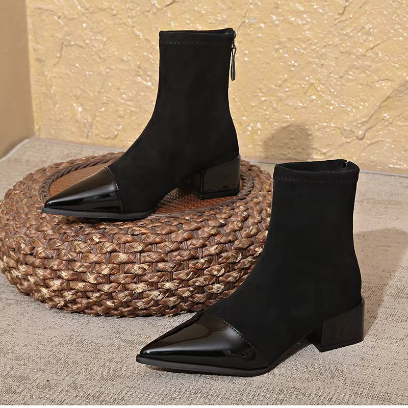 Winter Ankle Boots with Block Heel for Women