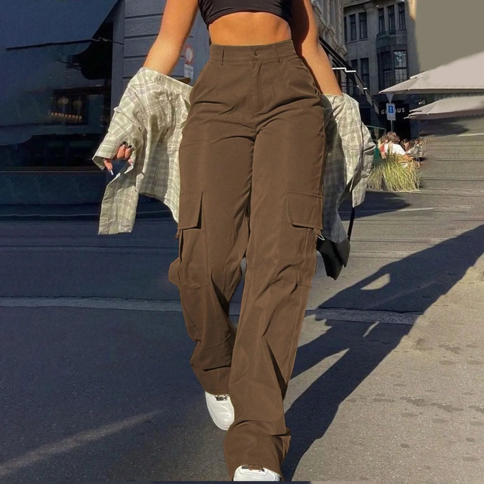 High-Waisted Street Cargo Pants for Women