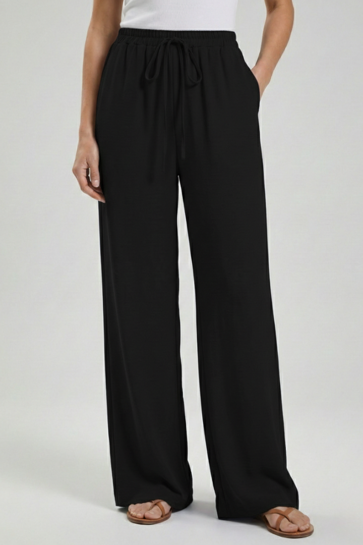 Palazzo Pants with Drawstring and Side Pockets for Women