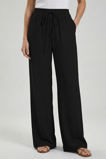 Palazzo Pants with Drawstring and Side Pockets for Women