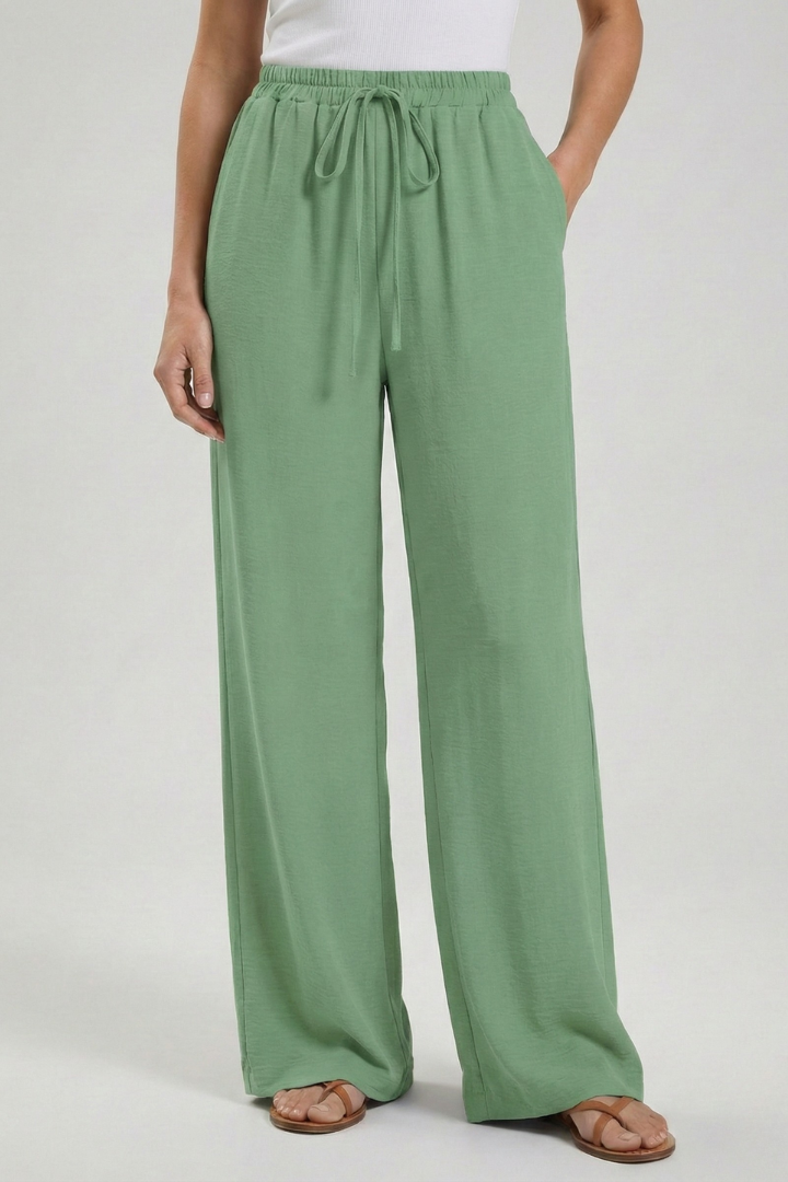 Palazzo Pants with Drawstring and Side Pockets for Women