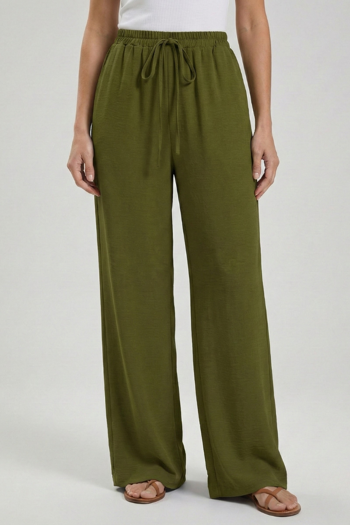 Palazzo Pants with Drawstring and Side Pockets for Women