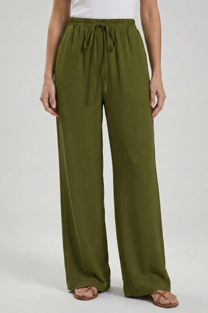 Palazzo Pants with Drawstring and Side Pockets for Women