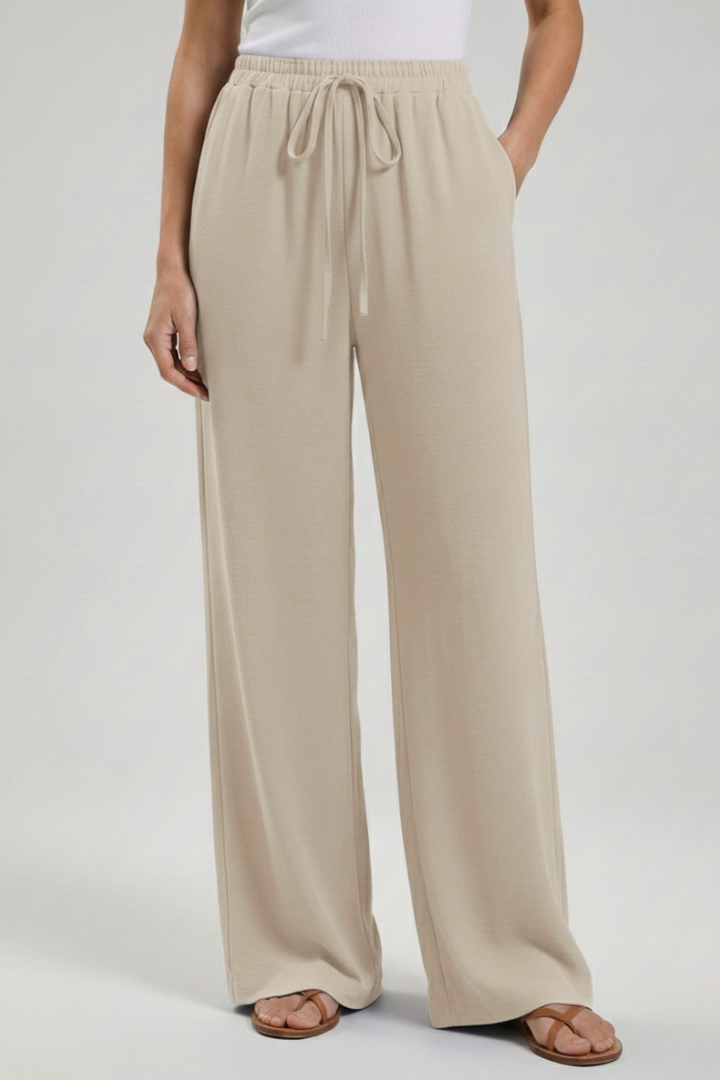Palazzo Pants with Drawstring and Side Pockets for Women