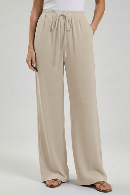 Palazzo Pants with Drawstring and Side Pockets for Women