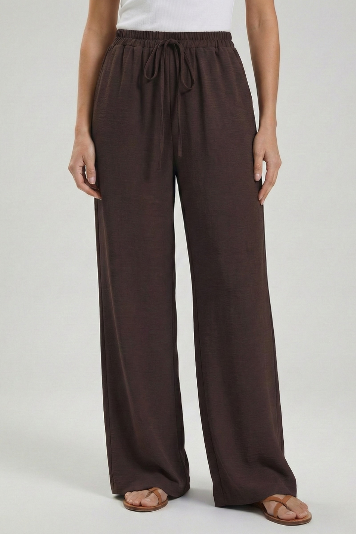 Palazzo Pants with Drawstring and Side Pockets for Women