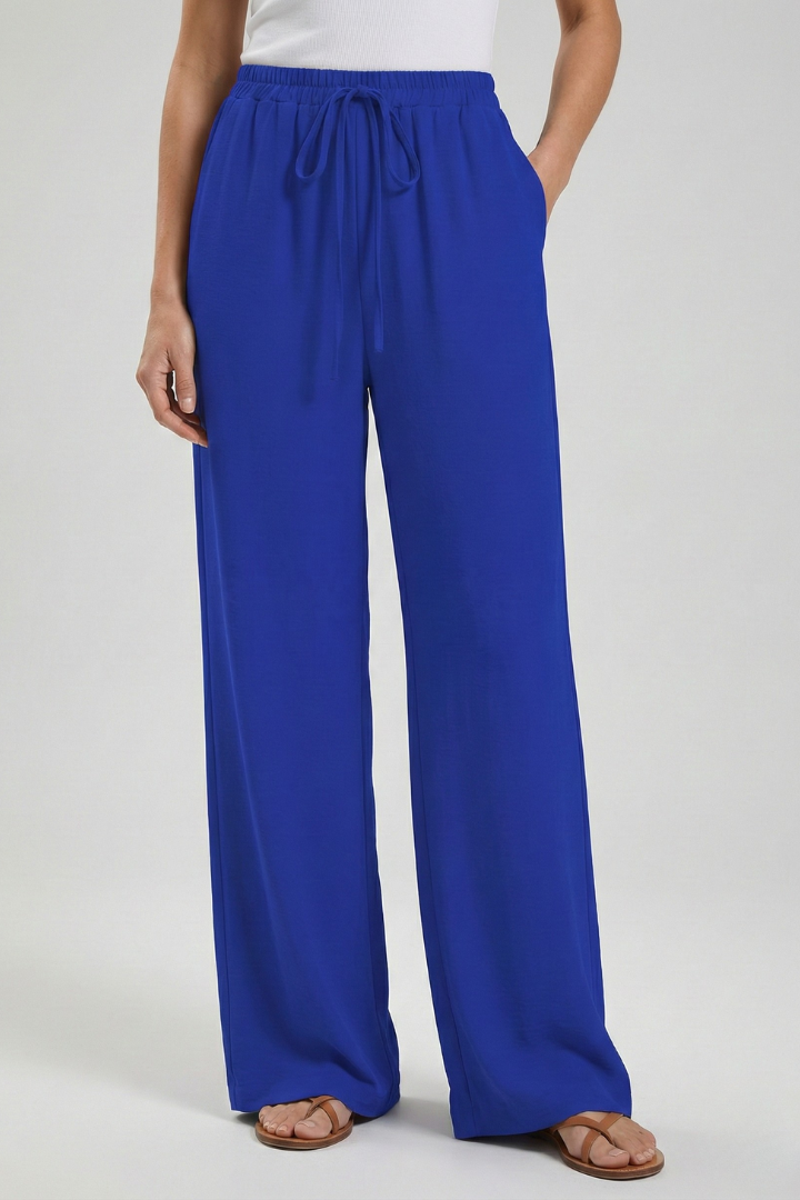 Palazzo Pants with Drawstring and Side Pockets for Women