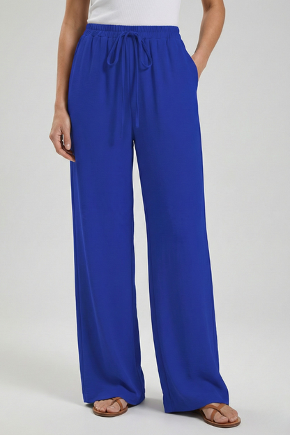 Palazzo Pants with Drawstring and Side Pockets for Women