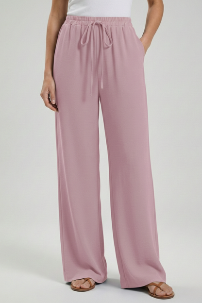 Palazzo Pants with Drawstring and Side Pockets for Women