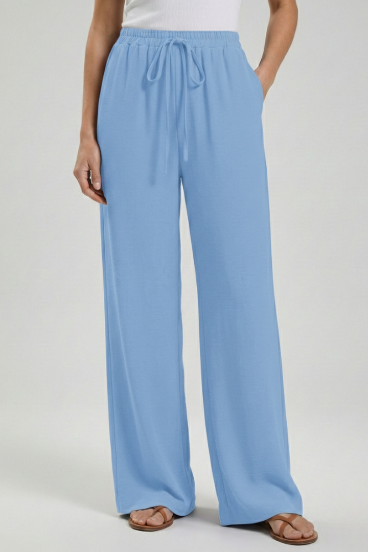 Palazzo Pants with Drawstring and Side Pockets for Women