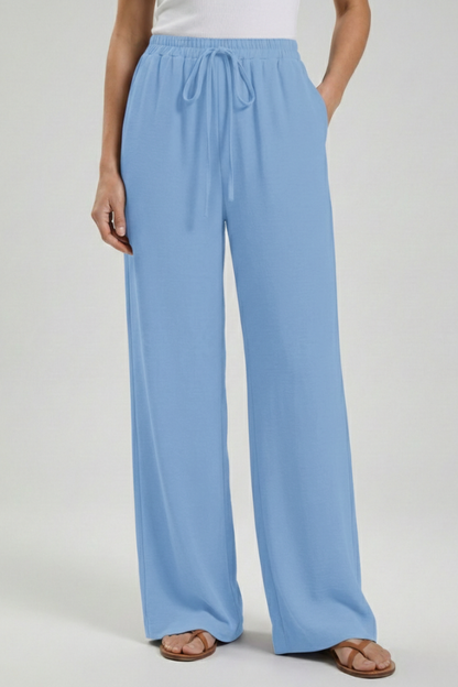 Palazzo Pants with Drawstring and Side Pockets for Women