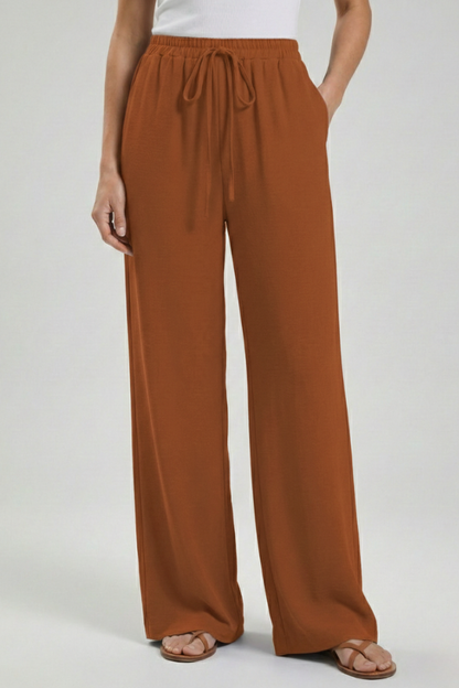 Palazzo Pants with Drawstring and Side Pockets for Women