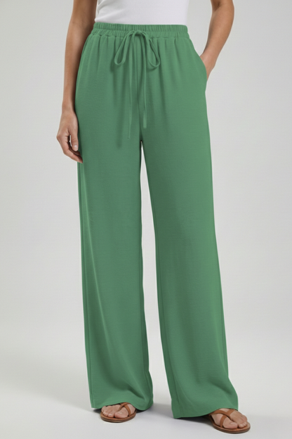 Palazzo Pants with Drawstring and Side Pockets for Women