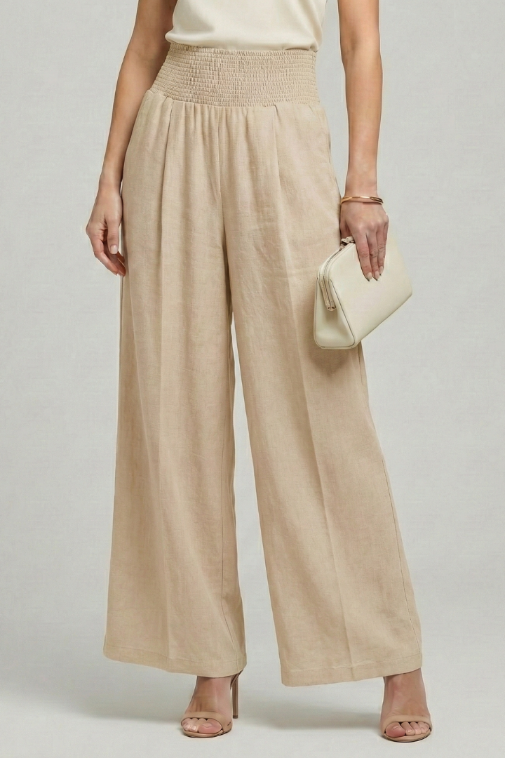 High-Waisted Palazzo Pants with Pleats for Women