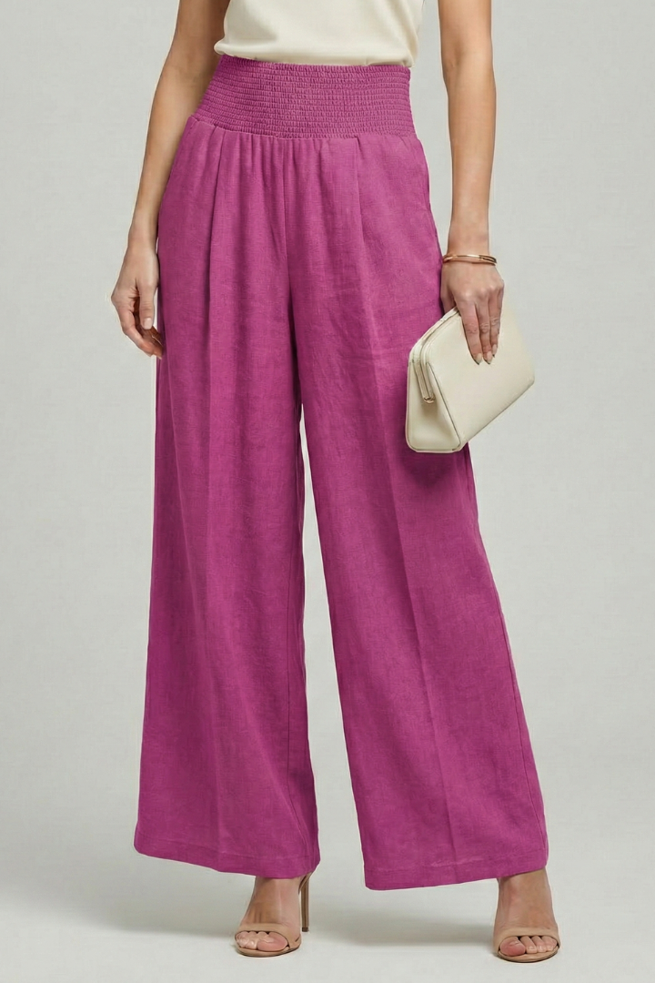 High-Waisted Palazzo Pants with Pleats for Women