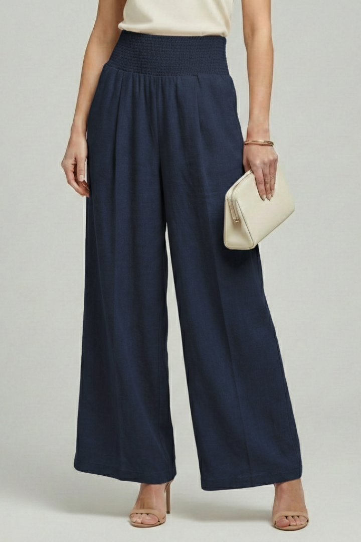 High-Waisted Palazzo Pants with Pleats for Women