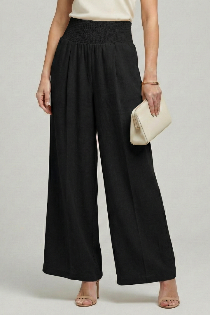 High-Waisted Palazzo Pants with Pleats for Women