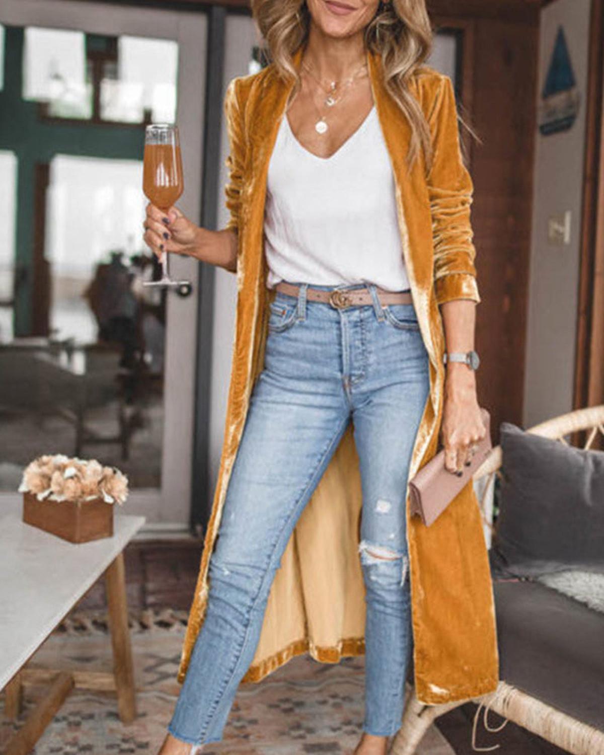 Long Cardigan with Open Front for Women