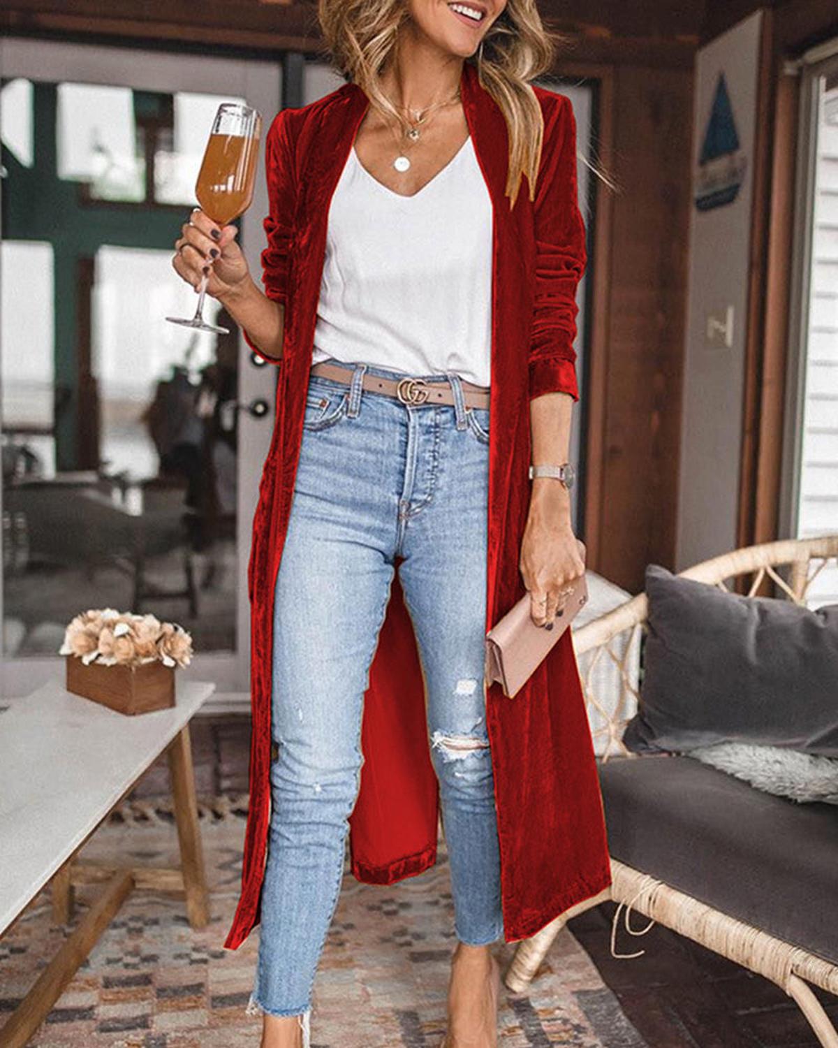 Long Cardigan with Open Front for Women
