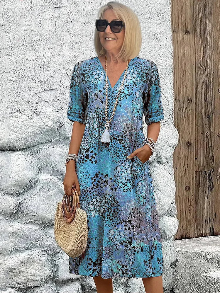 Relaxed Fit Floral Pattern Dress for Women
