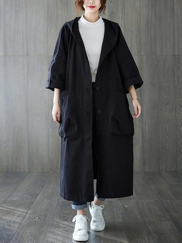 Oversized Coat with Hood and Pockets