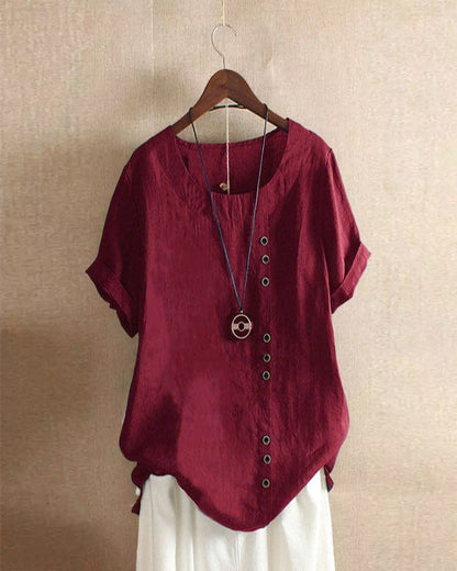 Summer Casual Blouse with Button Details for Women