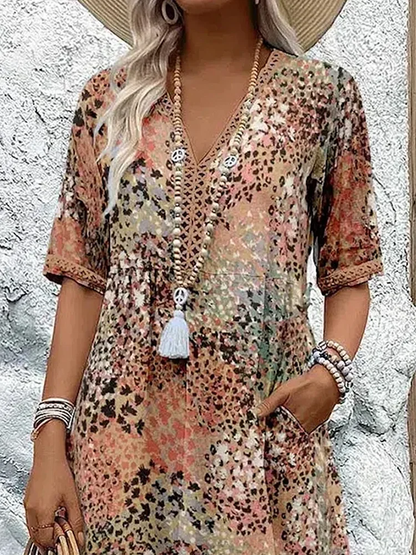 Relaxed Fit Floral Pattern Dress for Women
