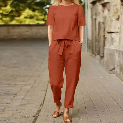 Loose-Fitting Set with Belt for Women