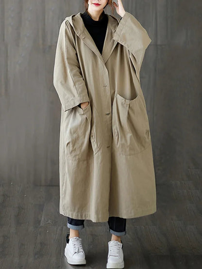 Oversized Coat with Hood and Pockets
