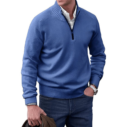 Regular-Fit Quarter-Zip Knitted Pullover Sweater for Men