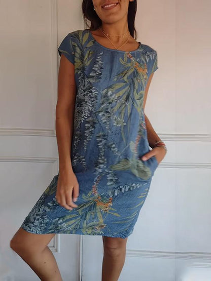 Casual Summer Dress with Leaf Print for Women