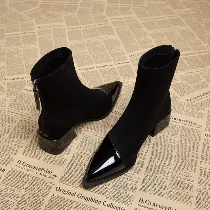 Winter Ankle Boots with Block Heel for Women