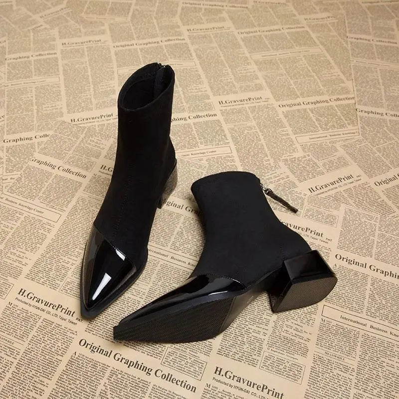 Winter Ankle Boots with Block Heel for Women