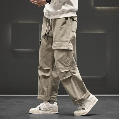 Cargo Pants with Wide Legs and Pockets for Men