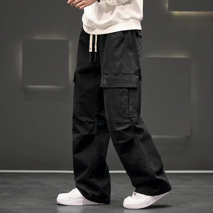 Cargo Pants with Wide Legs and Pockets for Men