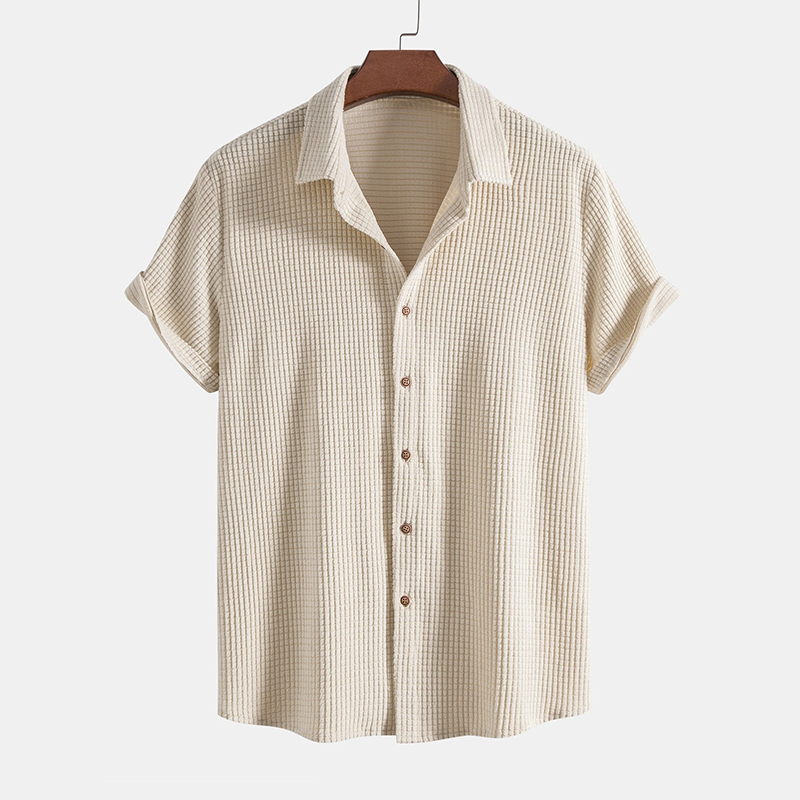Two-Piece Casual Set with Shirt and Shorts for Men