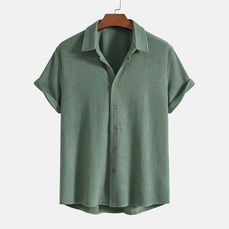 Two-Piece Casual Set with Shirt and Shorts for Men