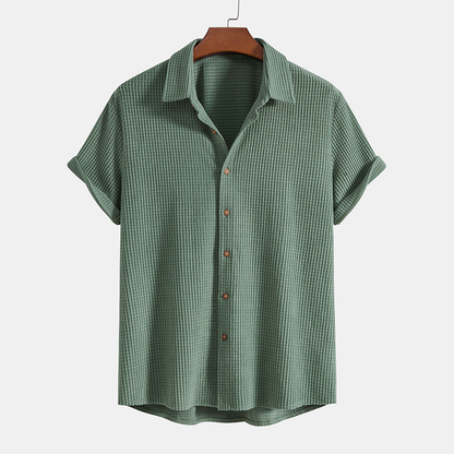 Two-Piece Casual Set with Shirt and Shorts for Men