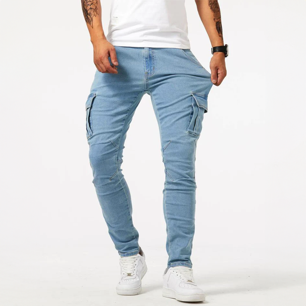 Slim Fit Cargo Pants with Pockets for Men