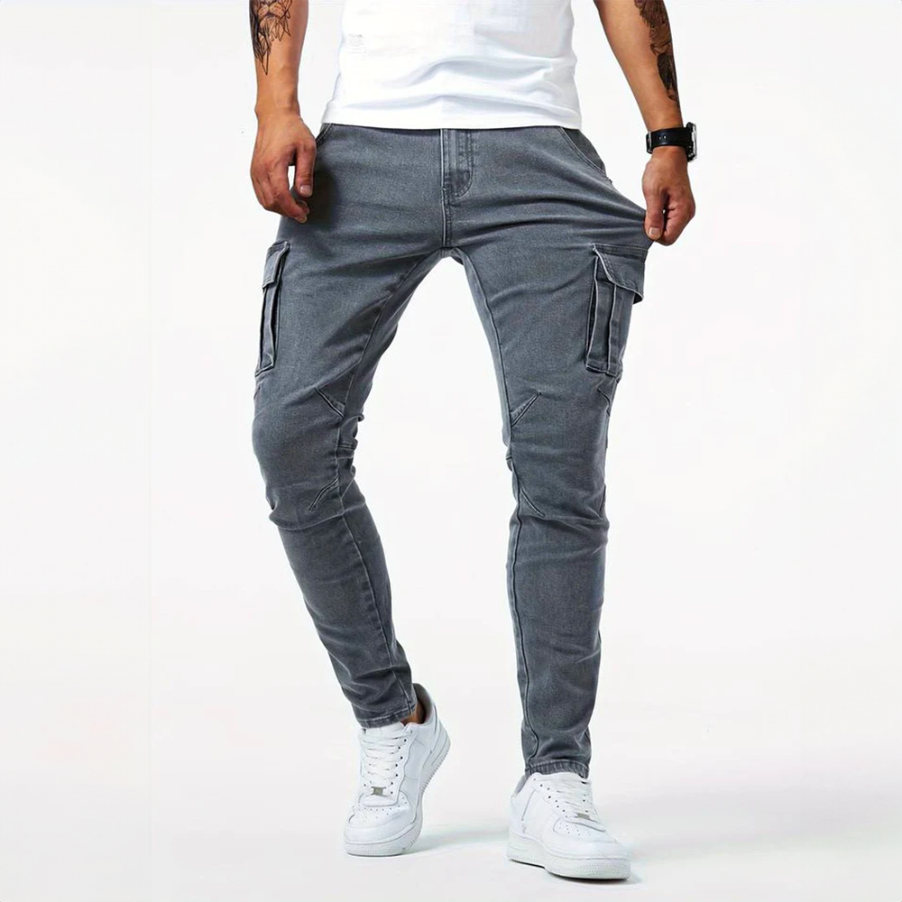 Slim Fit Cargo Pants with Pockets for Men