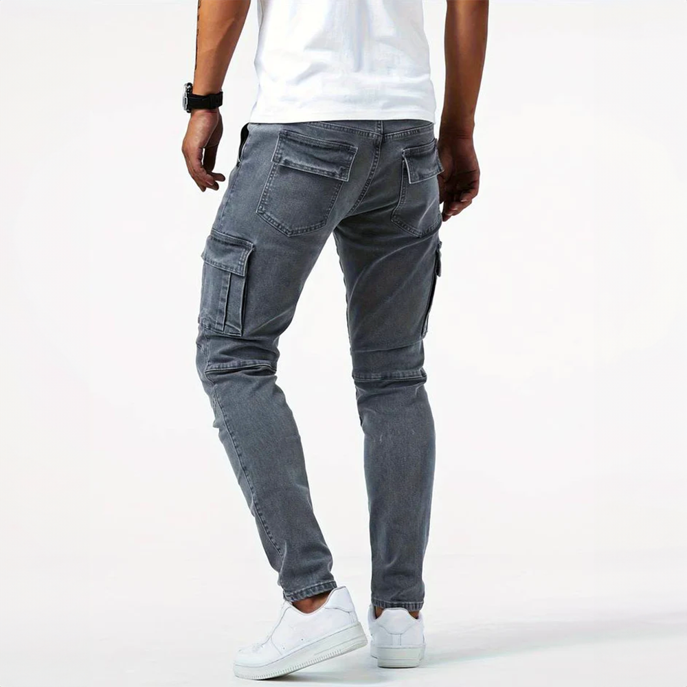 Slim Fit Cargo Pants with Pockets for Men